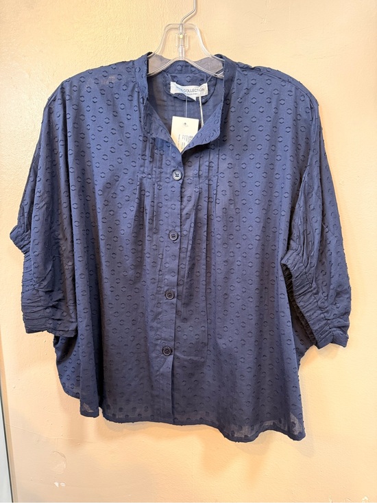 Emerson Fry Tops - NWT Emerson Fry India Collection Maritime Swiss Dot Mandarin Collar Top